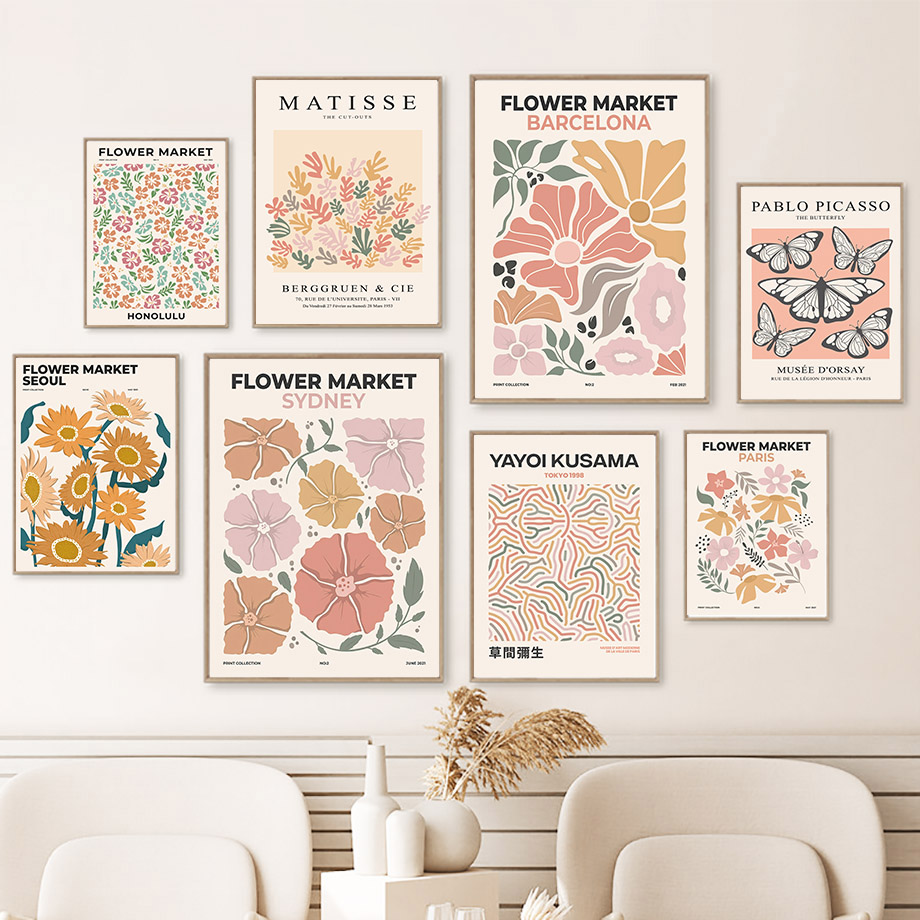 Resin Art Name - Çiçek Pazarı Poster Baskısı Soyut Bitki