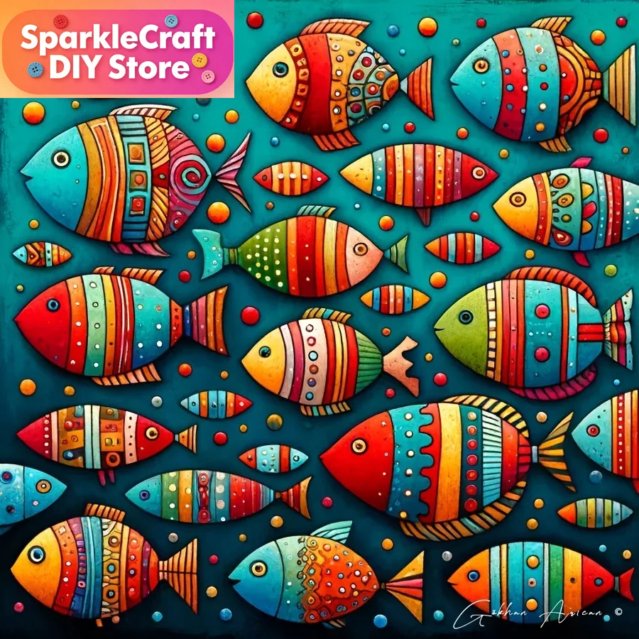 Renkli Kaprisli Balık Sürüsü 5 - Resin Art Wall Decor incelemesi ve fiyatı